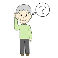 困っているおじいさんのイラスト　