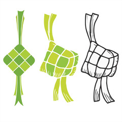 set of Eid ketupat illustrations