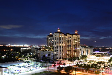 Skyline at Night of Downtown West Palm Beach, Florida