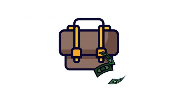 Money briefcase icon animation