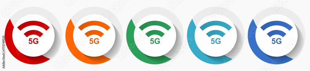 Poster 5g internet wireless communication, network vector icon set, flat icons for logo design, webdesign a