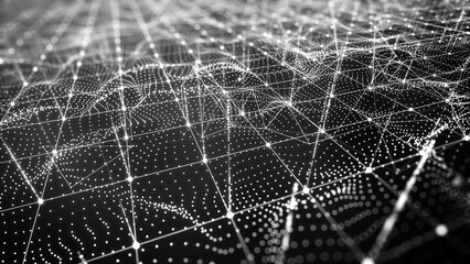 Geometry technology connection mesh abstract background, black and white theme.