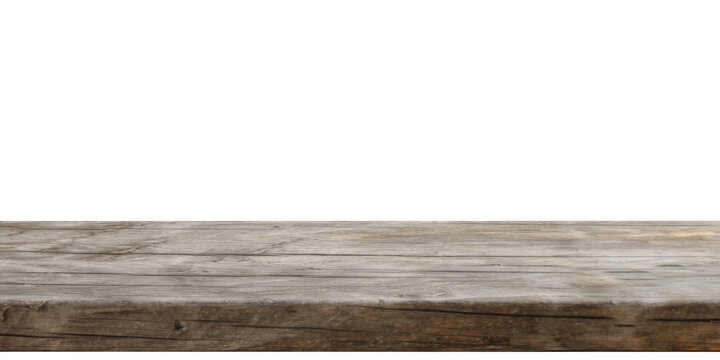 Wooden table top isolated on transparent background 3d PNG