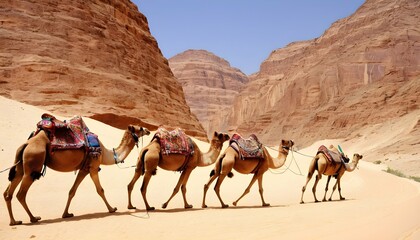 A Camel Caravan Winding Its Way Through Desert Can  3