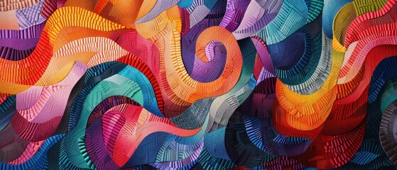 A colorful piece of art with a spiral design