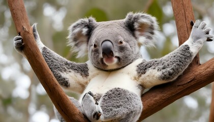 A Koala With Its Arms Stretched Out In A Lazy Stre