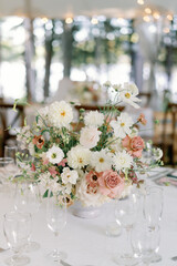 Chic wedding table with floral centerpiece