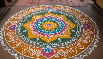 A Close Up Of A Decorative Indian Kolam With Intr  3