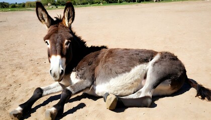A Donkey With Its Legs Splayed Out Sunbathing  2