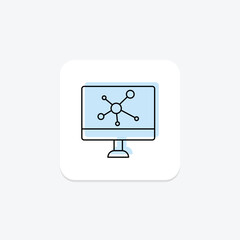 Molecule on lcd icon, molecule, lcd, display, screen, editable vector, pixel perfect, illustrator ai file