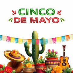 Cinco de Mayo Means 5 Mei, a festival in Mexico. Suitable for Poster Design, Greeting Card etc