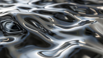 Silver chrome liquid metal waves background