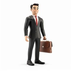 3D Render of a businessman holding a briefcase and ready for work, on isolated white background, Generative AI