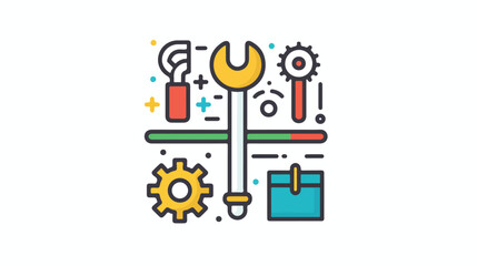 Icon Web Maintenance with style outline Flat vector isolated