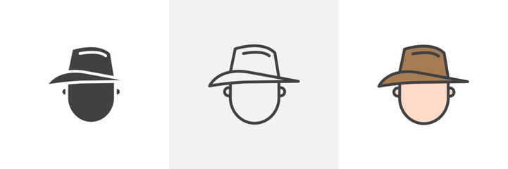 Heritage Cowboy Vector Set Showcasing Outlaw Symbols in Bold Black Outlined and Filled Styles