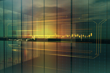 Visual charts. Finance gold elements commercial bitmap illustration.