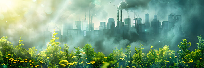 Illustration emphasizing the importance of CO2 emission reduction in promoting ecology. - obrazy, fototapety, plakaty