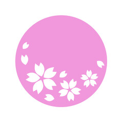 Silhouette of cherry blossom petals in a pink circle