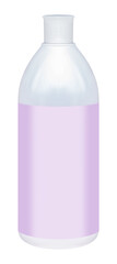 Mock up purple lotion bottle with blank pink label