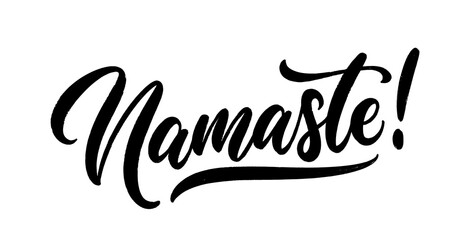 Namaste - hand lettering. Vector calligraphy text design.