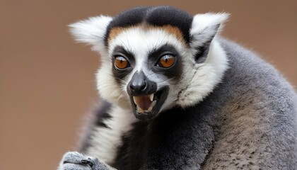 Naklejka premium A Lemur Grooming Its Fur Using Its Teeth To Remov