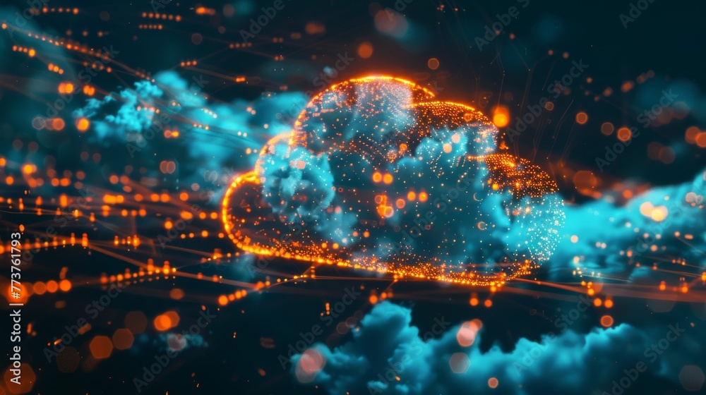 Aufkleber abstract visualizations of data storage and cloud computing systems ai generated illustration