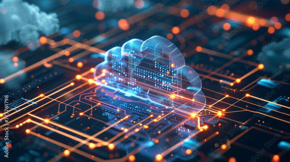 Aufkleber abstract visualizations of data storage and cloud computing systems raw ai generated illustration