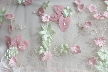 the floral ornament is professionally made in the style of fabric appliqué