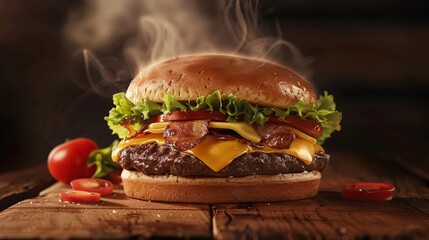 the irresistible appeal of a gourmet cheeseburger - obrazy, fototapety, plakaty