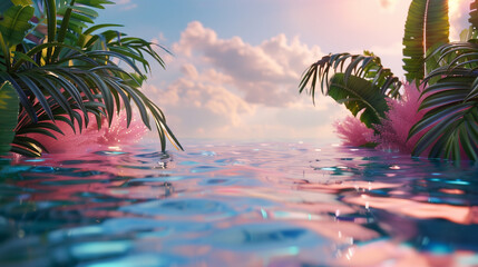 3d render water surreal summer vibe