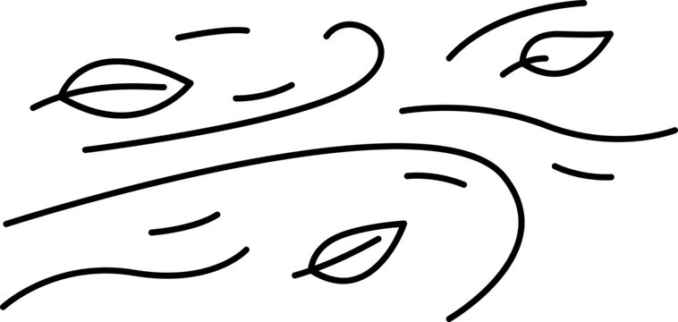 recommend clip art: Doodle wind line carrying fallen leaves