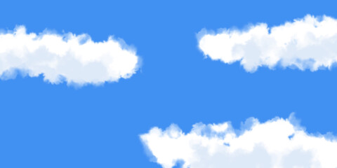青空に浮かぶ白い雲のイラスト　背景
