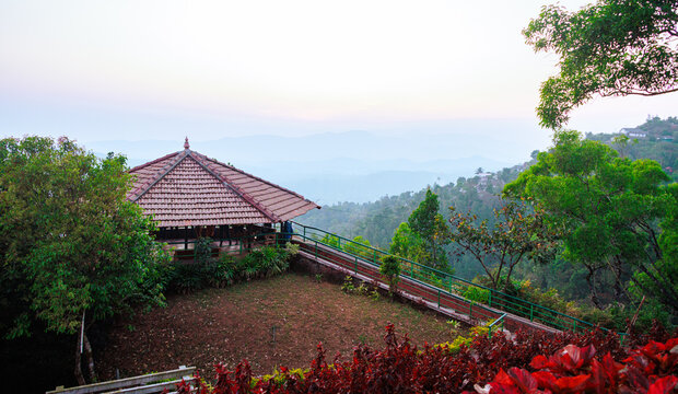 Areal view of Coorg or Madikeri, a beautiful hill town located in the Kodagu district of Karnataka, India. 