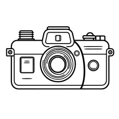 Sleek camera outline icon in vector format for photography-themed designs.