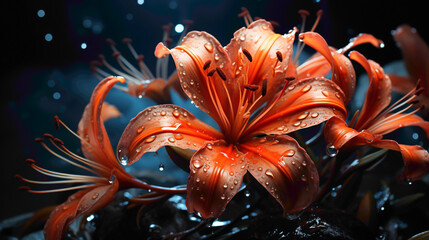 A captivating shot of the stunning Fire Lily, its fiery orange blooms creating a vivid contrast...