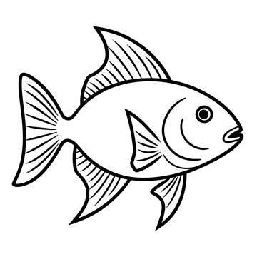 Sleek fish outline icon in vector format for aquatic designs.