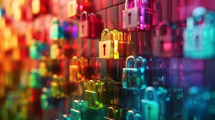 A colorful fortress of security guarding against cyber threats