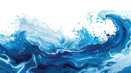 Blue wave abstract creative hand painted background ab - obrazy, fototapety, plakaty