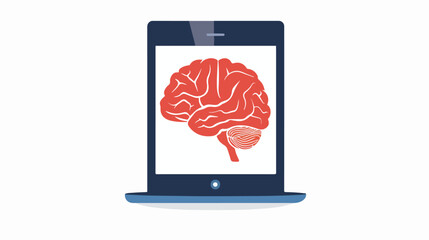 Brain in tablet. Vector concept mind isolated