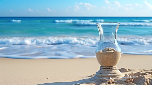 bottle of champagne on the beach  high definition(hd) photographic creative image