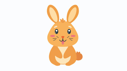 Bunny. Cute Animal with Tongue. Modern Flat Vector 