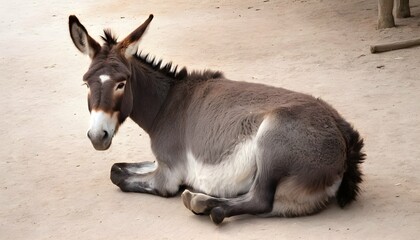 A Donkey With Its Tail Curled Around Its Hind Legs  2