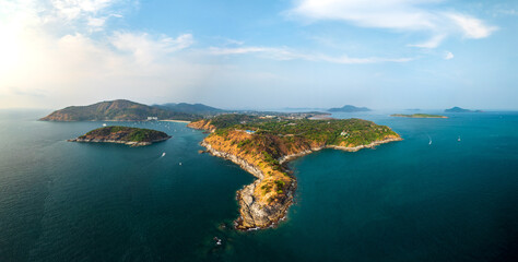 Aerial drone view panorama of Phromthep cape at sunset  Phuket, Thailand - 773768331