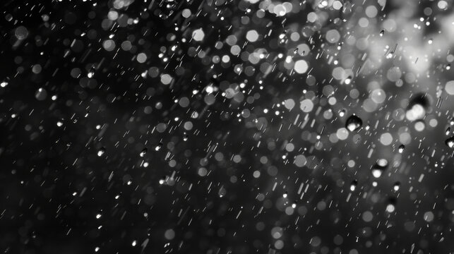 Rain on a black background. Raindrop overlay