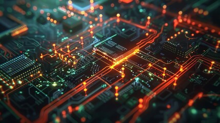 Obraz premium A network of glowing lines connecting various digital devices