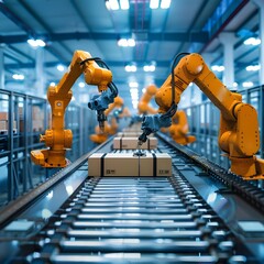 Automated Robotic Sorting and Logistics in Modern Industrial Warehouse