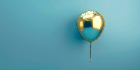 gold balloon on white background, Illustration of glossy blue and golden balloons on pastel colored.
