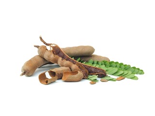 Fresh and perfectly ripe sweet tamarind. Placed isolated on a white background.	