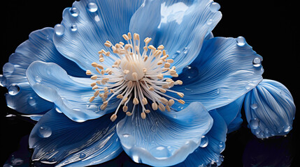 An exquisite shot of a rare and delicate Blue Himalayan Poppy in full bloom, set against a seamless...