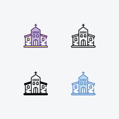 Church icons set in 4 different style vector illustration